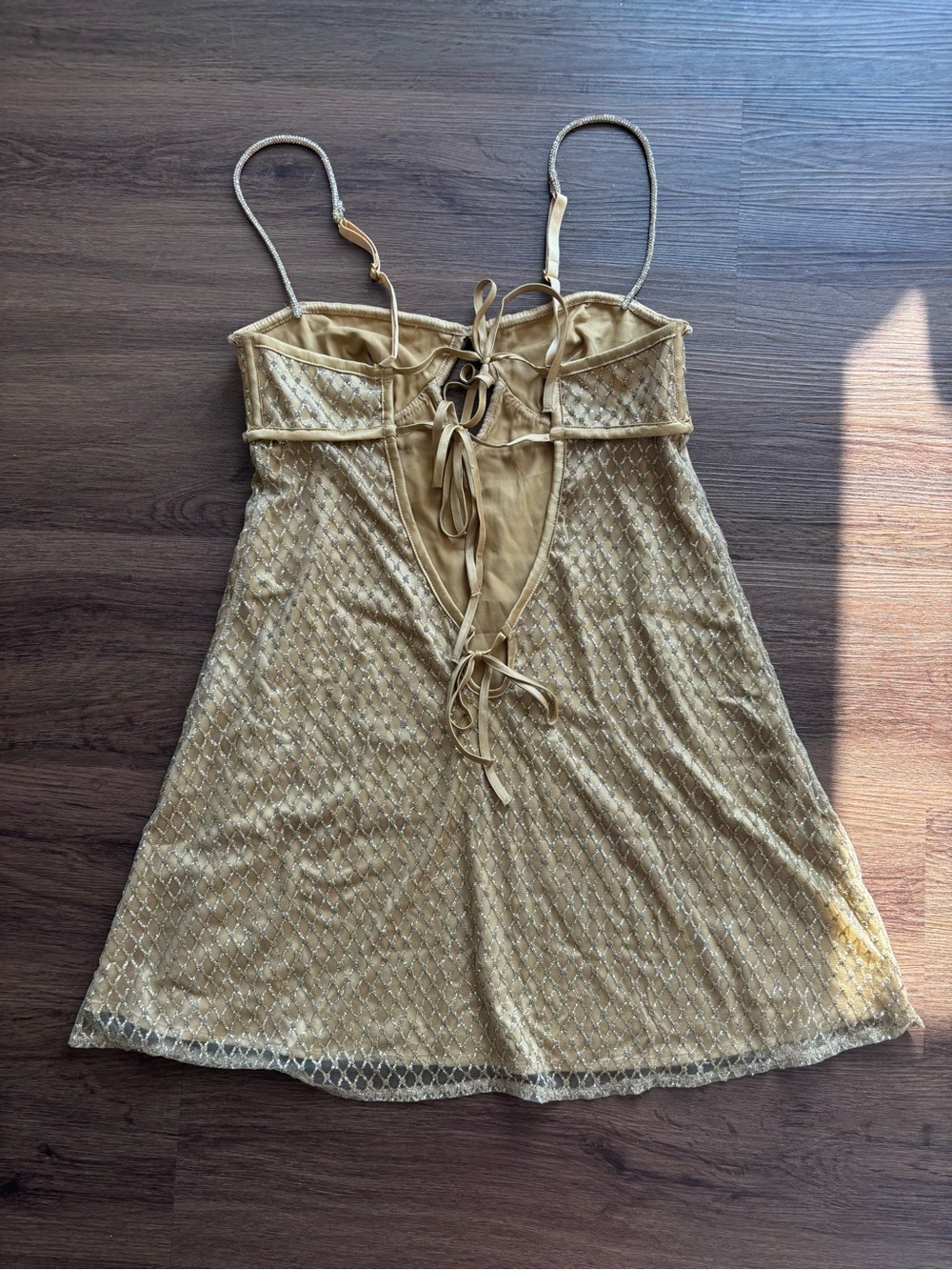 For Love and Lemons Glitter Slip Dress Gold - Picture 4 of 5